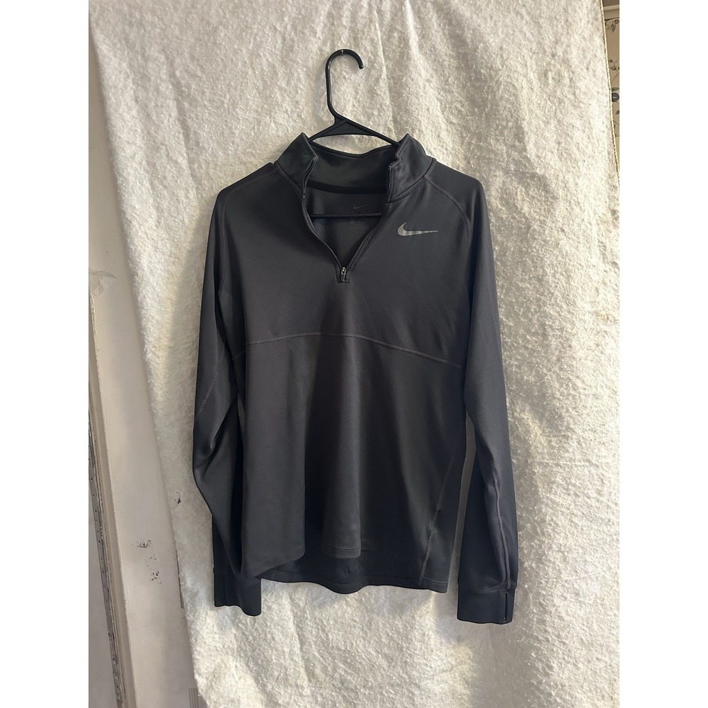 Men's Nike Black Long Sleeve 1/4 Zip Polyester Pullover - Size Medium